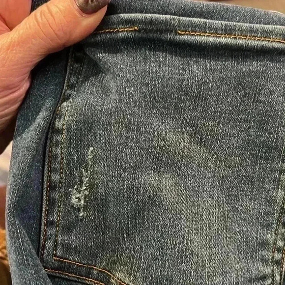 Spanx Jeans Womens Blue Denim Stretch Distressed Ankle Skinny Raw Hem - L - Picture 8 of 8